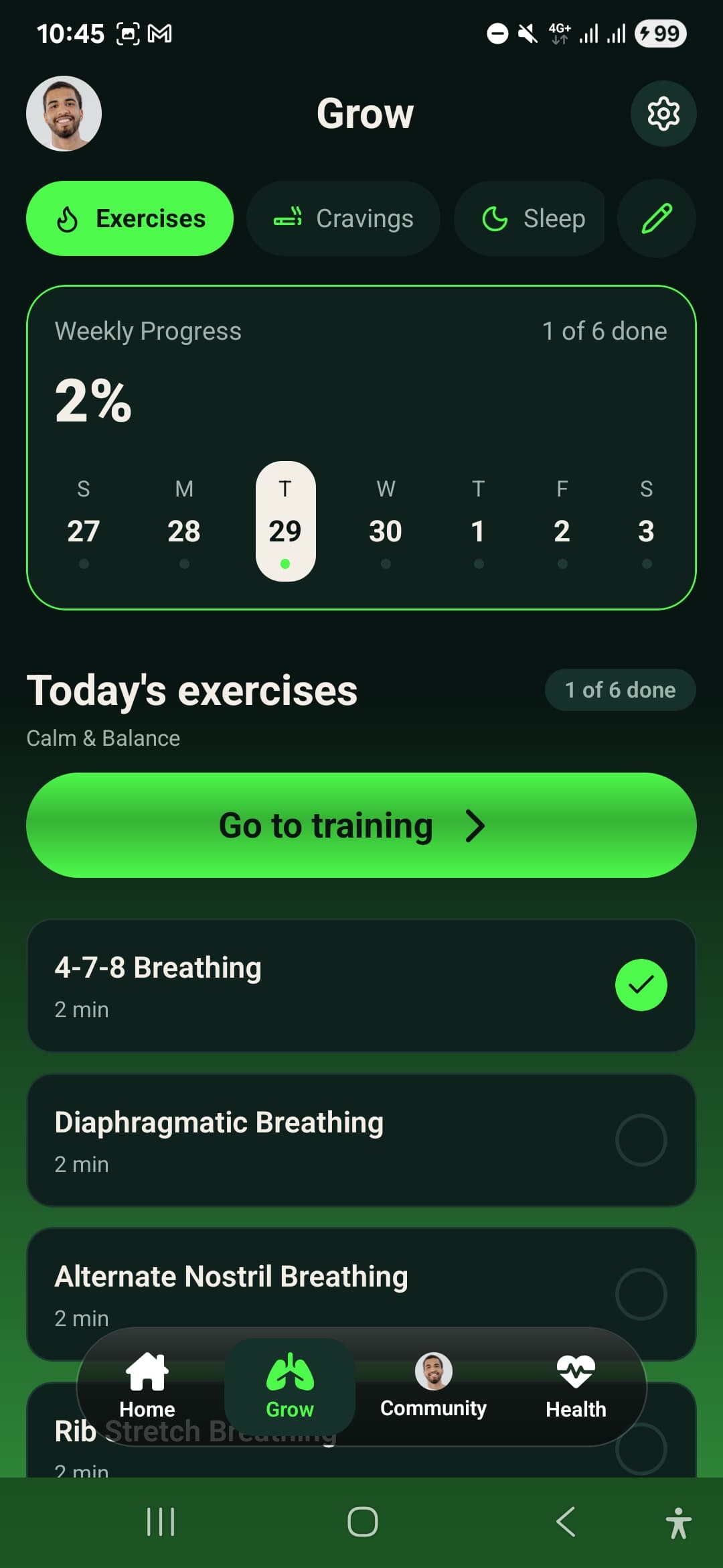 Guided breathing exercises